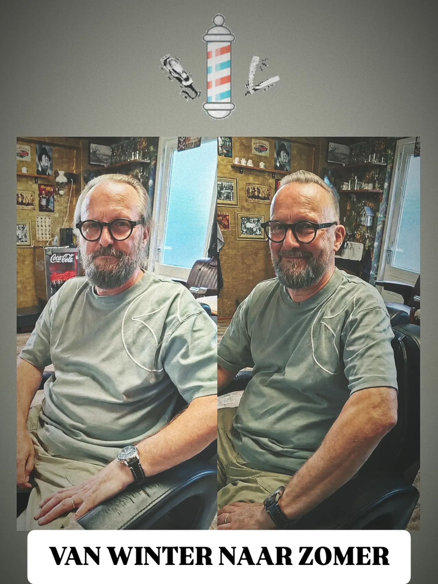 Voor en na: klant met frisse coupe bij Bas Barber